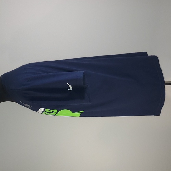 Nike Navy Blue Lime Green Seahawks Soar Superbowl XLVlll 48 Champions S/S Tee L - Picture 4 of 7